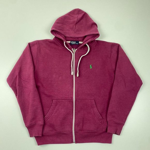 Polo Ralph Lauren Tops - Polo Ralph Lauren Red Purple Long Sleeved Full Zip Hoodie Size Womens M